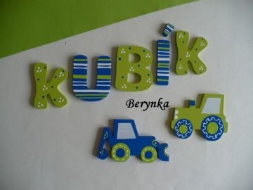 Dřevěná písmenka "proužky a puntíky"