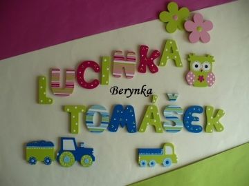 Dřevěná písmenka "proužky a puntíky"