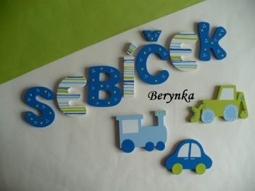 Dřevěná písmenka "proužky a puntíky"