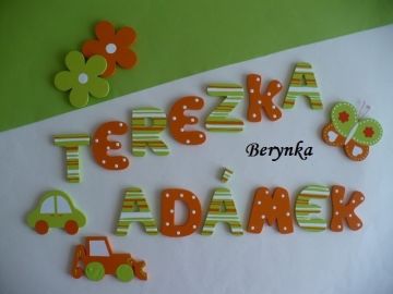 Dřevěná písmenka "proužky a puntíky"