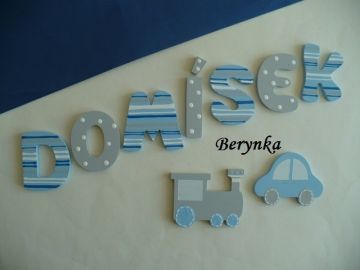 Dřevěná písmenka "proužky a puntíky"