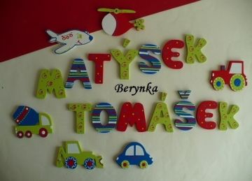 Dřevěná písmenka "proužky a puntíky"