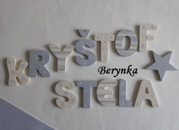 Dřevěná písmenka "proužky a puntíky"