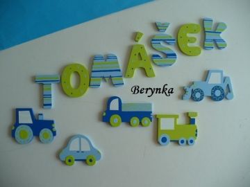Dřevěná písmenka "proužky a puntíky"