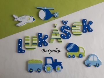 Dřevěná písmenka "proužky a puntíky"