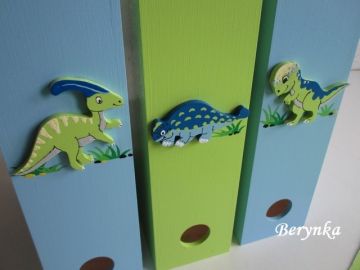 Dřevěné dekorace - zelené s dinosaury
